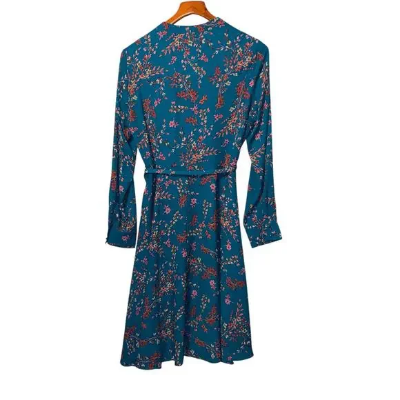 NANETTE by NANETTE LEPORE  teal fit & flare midi L-sleeve floral dress - Picture 2 of 9